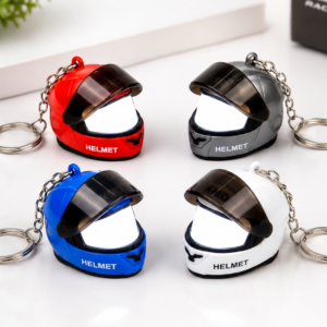 LED Motorcycle Helmet Keychain with Light, Pack of 1